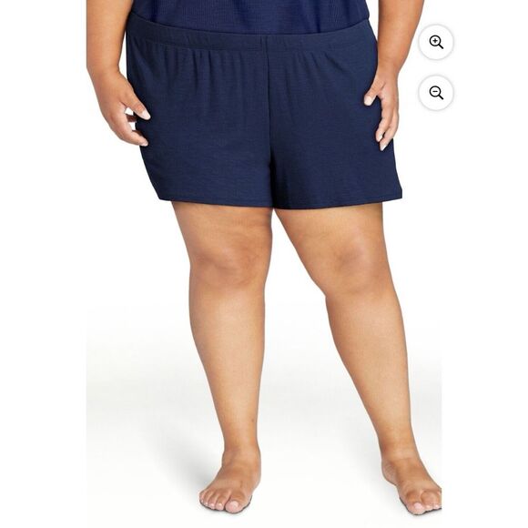 Joyspun Women's Ribbed Knit Pull On Sleep Shorts - XXXL / 3XL - Nautical Navy - Picture 1 of 5
